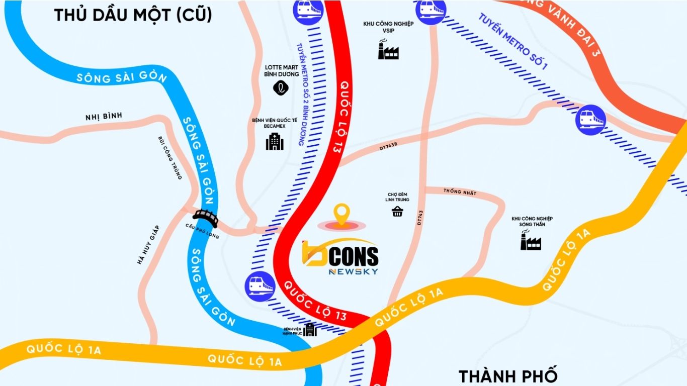 Bảng đồ vị trí căn hộ Bcons NewSky